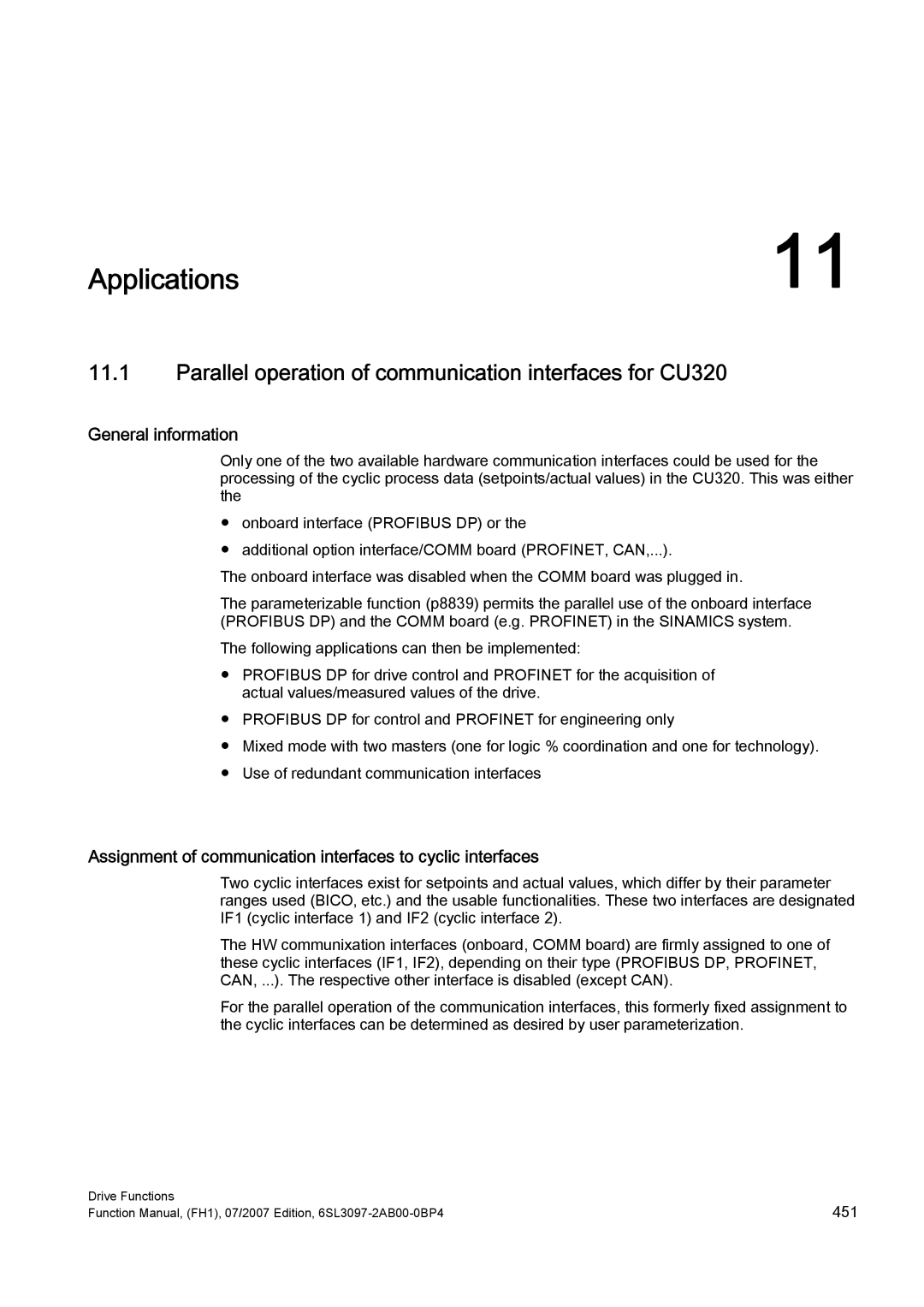 Efficient Networks S120 manual Parallel operation of communication interfaces for CU320 