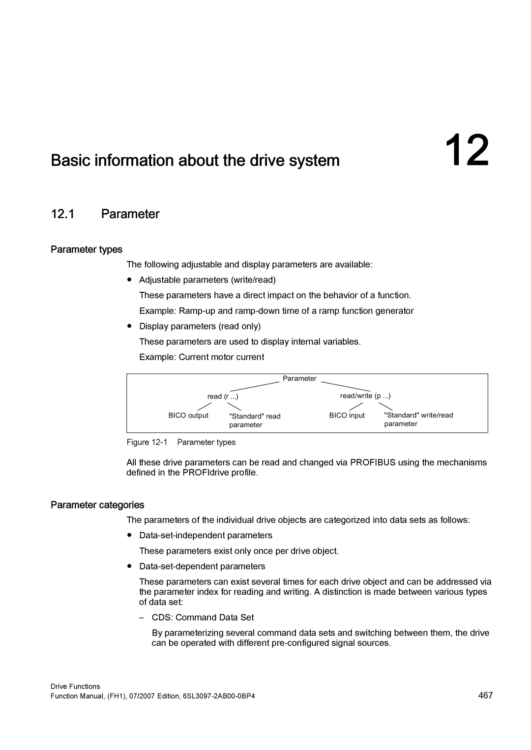 Efficient Networks S120 manual Parameter types, Parameter categories 