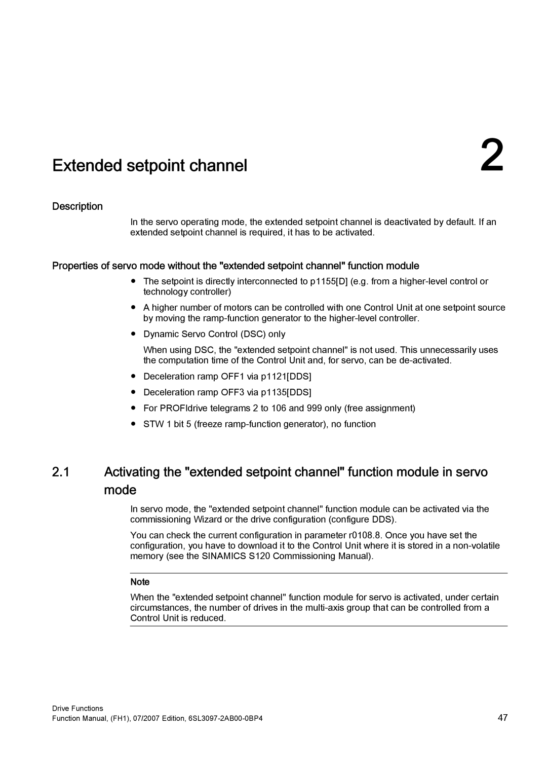 Efficient Networks S120 manual Extended setpoint channel 