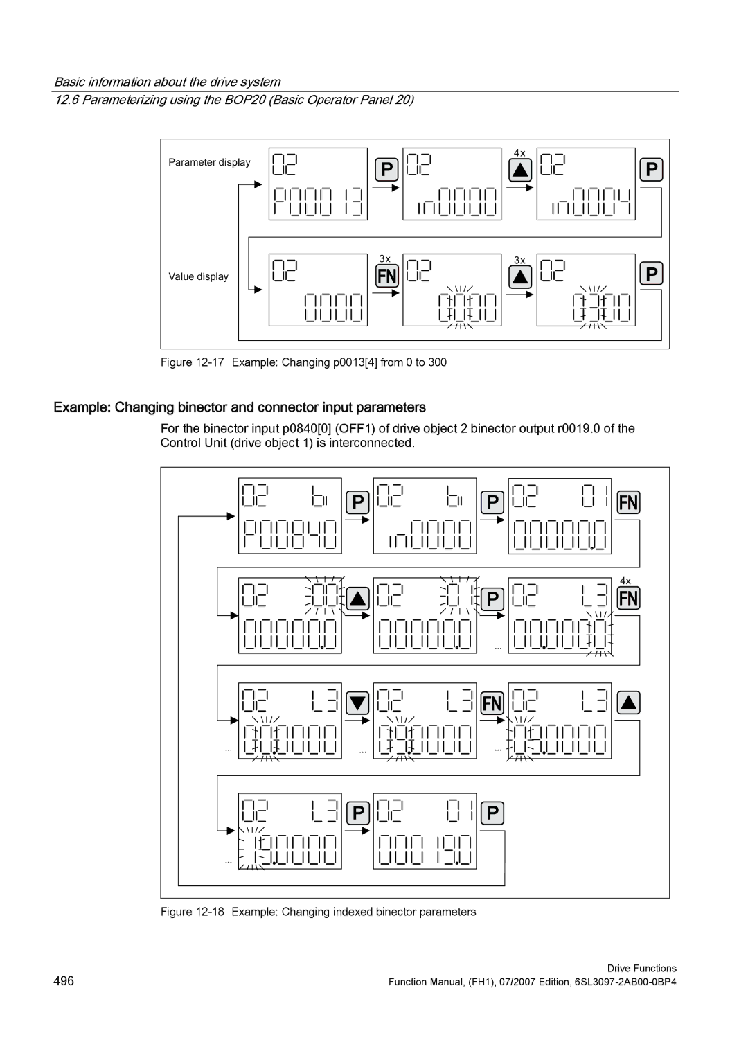 Efficient Networks S120 manual Example Changing binector and connector input parameters, 3DUDPHWHUGLVSOD 