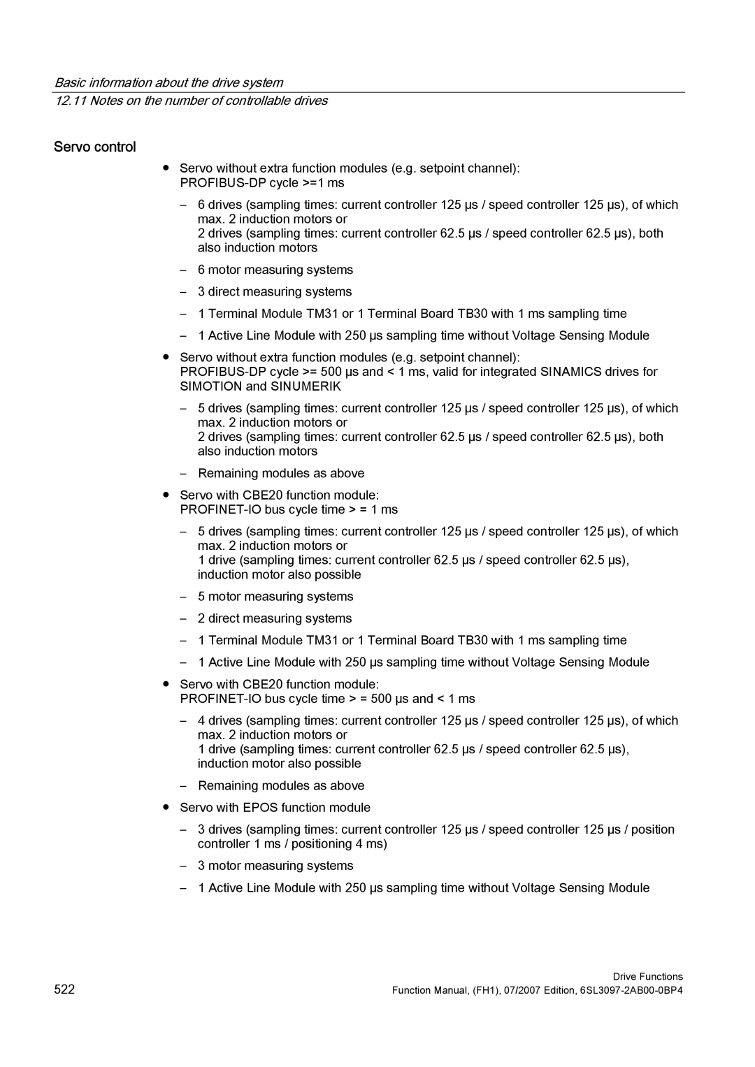 Efficient Networks S120 manual Servo control, Basic information about the drive system 