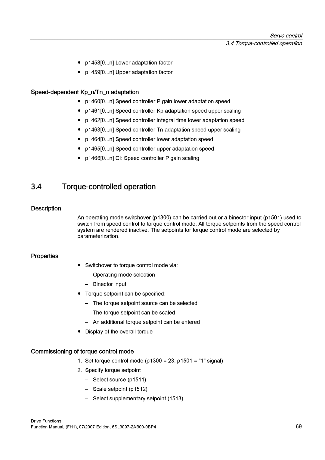 Efficient Networks S120 manual Torque-controlled operation, Speed-dependent Kpn/Tnn adaptation 