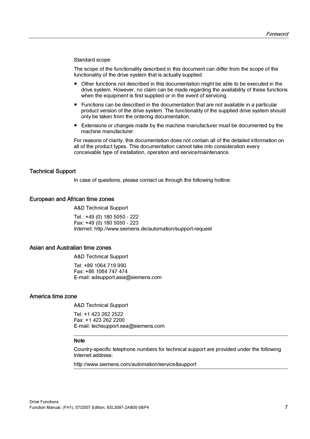 Efficient Networks S120 manual Technical Support, European and African time zones, Asian and Australian time zones 