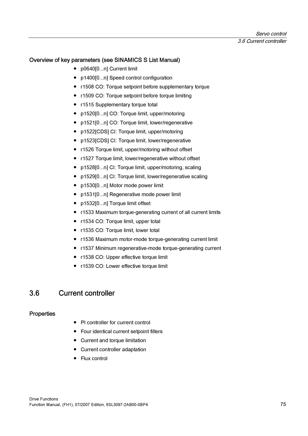 Efficient Networks S120 manual Servo control 3.6 Current controller 