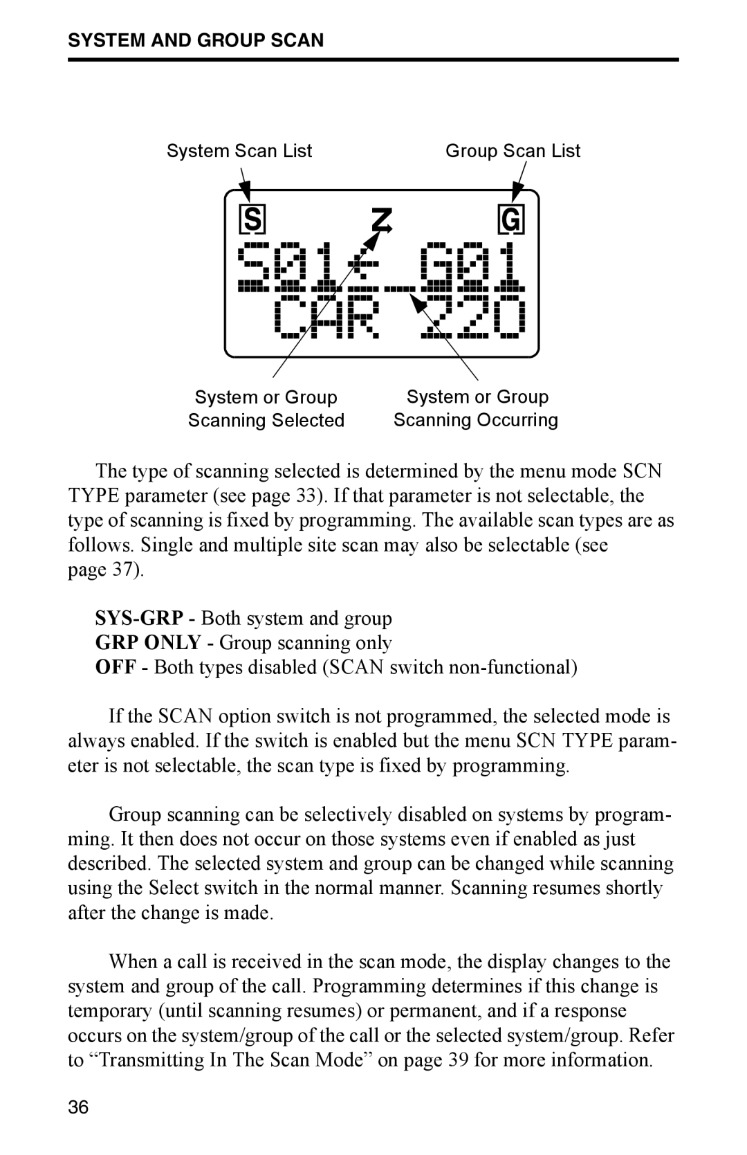 EFJohnson 002-9800-401 manual System and Group Scan 