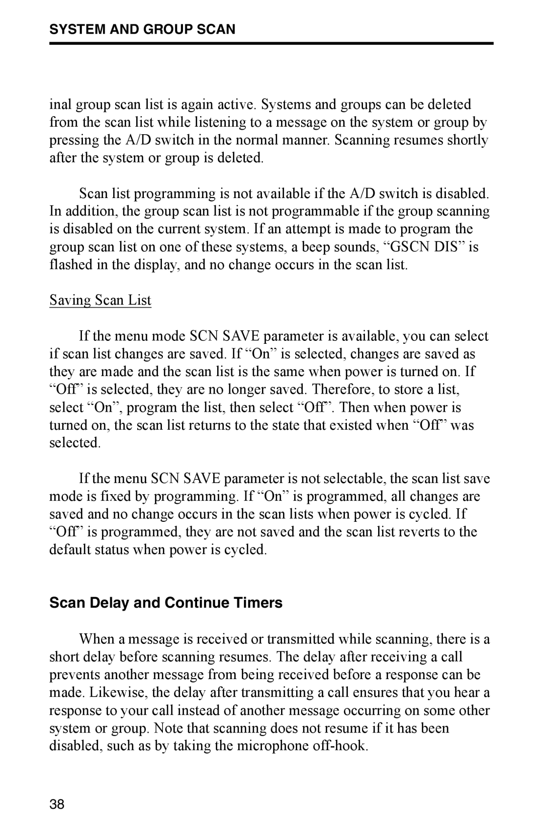 EFJohnson 002-9800-401 manual Scan Delay and Continue Timers 