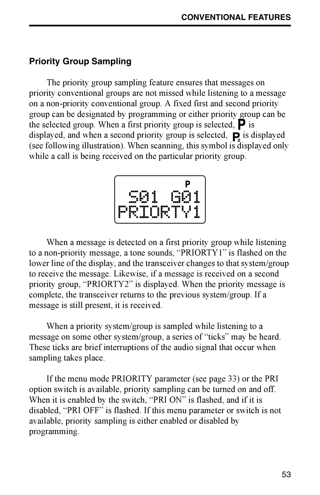 EFJohnson 002-9800-401 manual Priority Group Sampling 