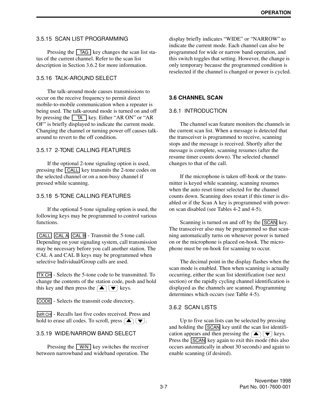 EFJohnson 764X, 761X service manual Channel Scan 