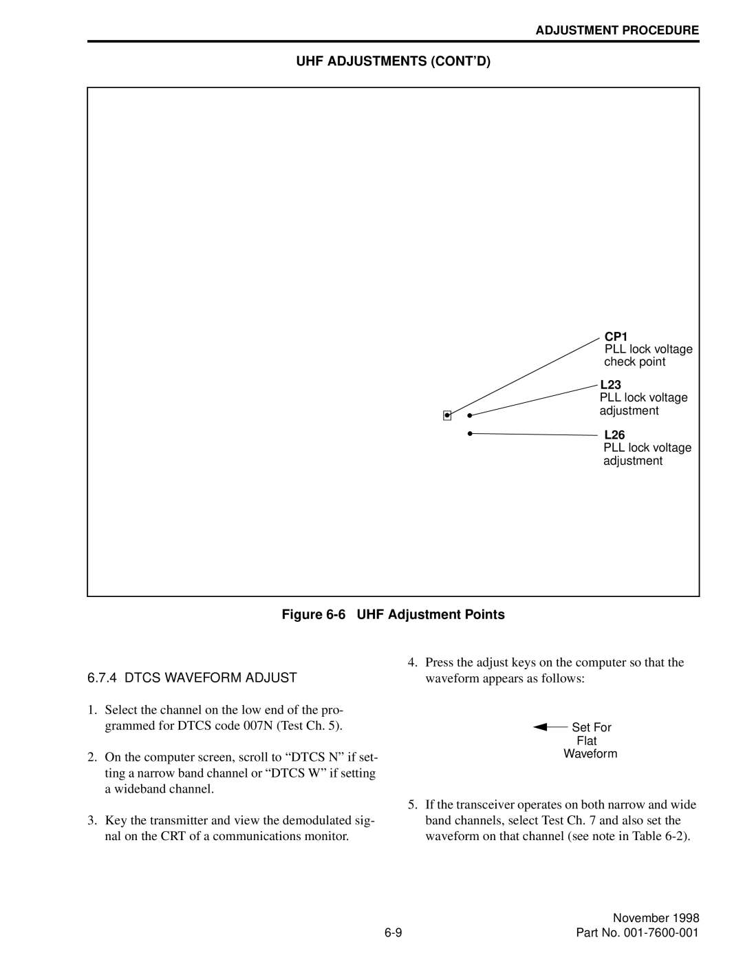 EFJohnson 764X, 761X service manual UHF Adjustments CONT’D, UHF Adjustment Points 