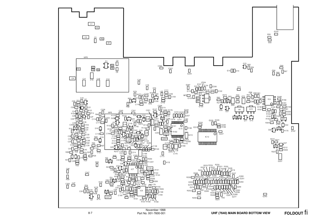 EFJohnson 764X, 761X service manual UHF 7640 Main Board Bottom View 