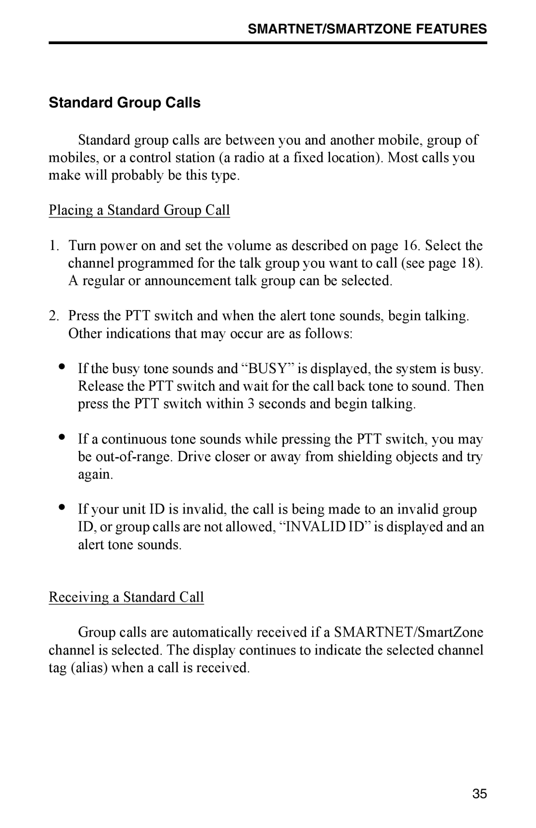 EFJohnson FM Portable Radio Intrinsically-Safe SMARTNET, SmartZone Conventional, 7700 Series manual Standard Group Calls 