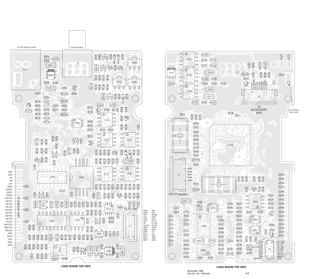 EFJohnson 7780 service manual Logic Board TOP View, HD1 