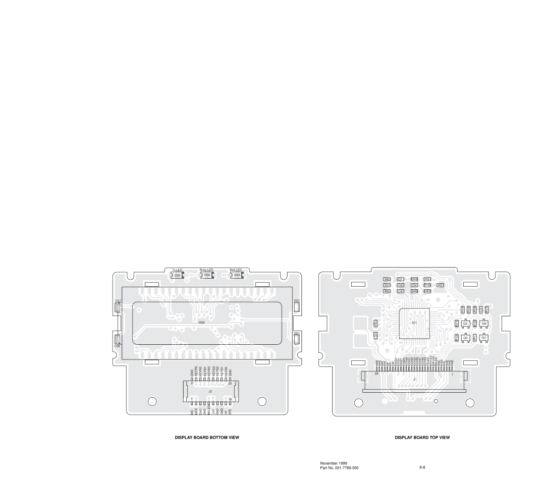 EFJohnson 7780 service manual Display Board Bottom View, GND KEYR3 KEYR2 KEYR1 KEYR0 KEYS3 KEYS2 KEYS1 KEYS0 GND 