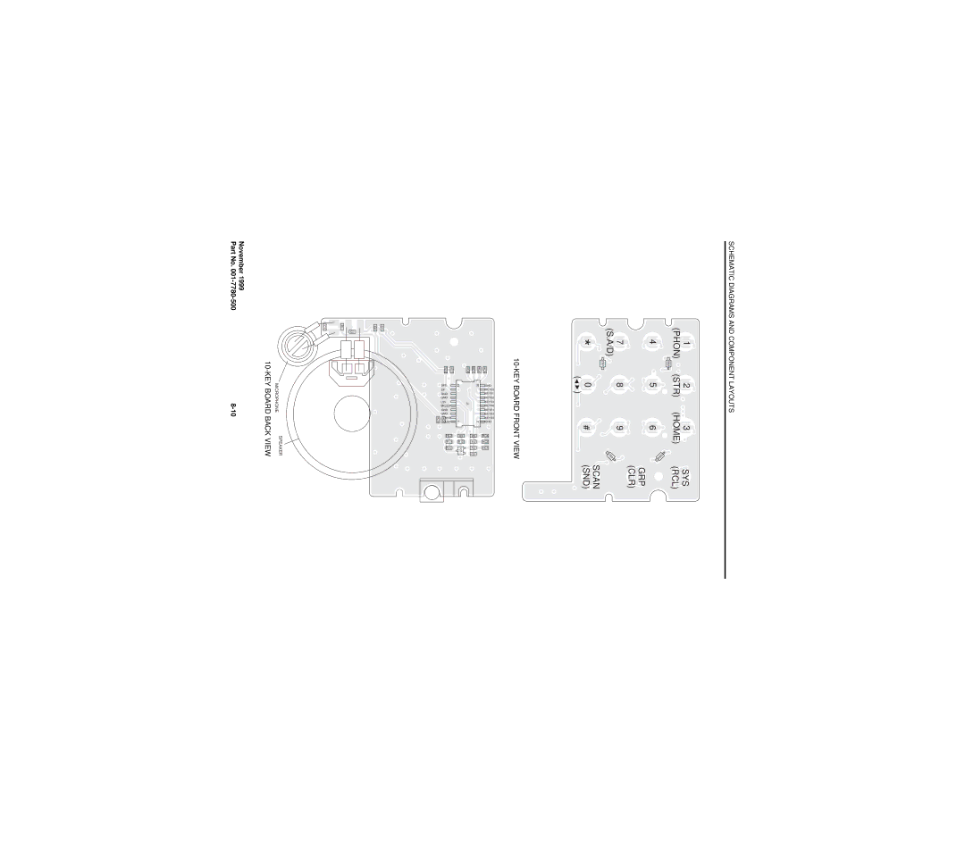 EFJohnson 7780 service manual KEY Board Front View, KEY Board Back View 