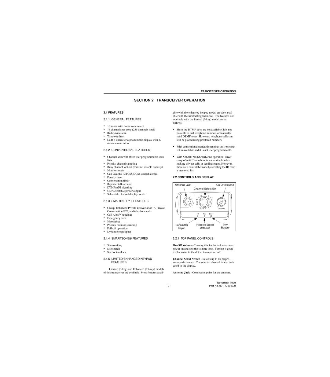 EFJohnson 7780 service manual Transceiver Operation, Features, Controls and Display 