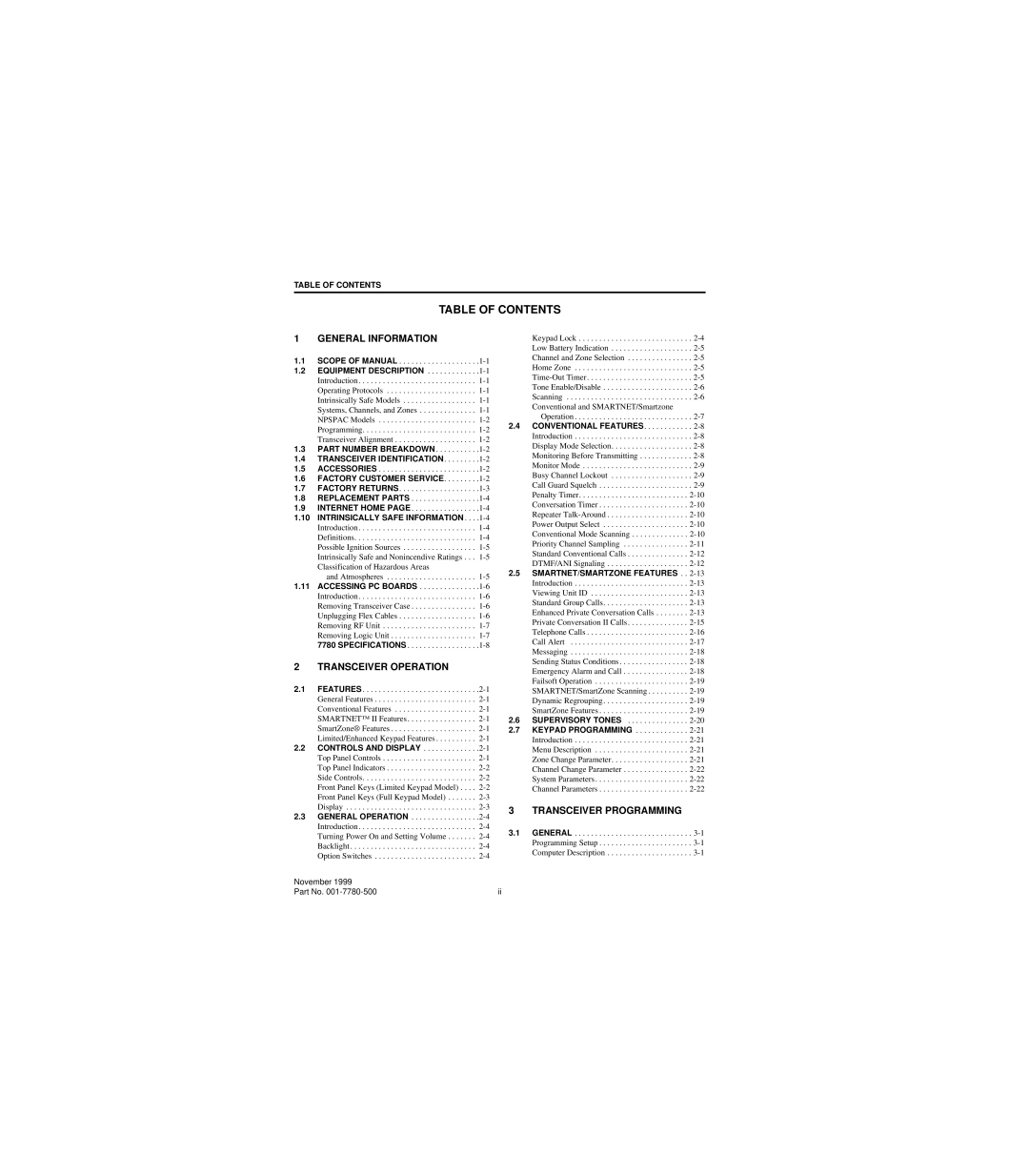 EFJohnson 7780 service manual Table of Contents 