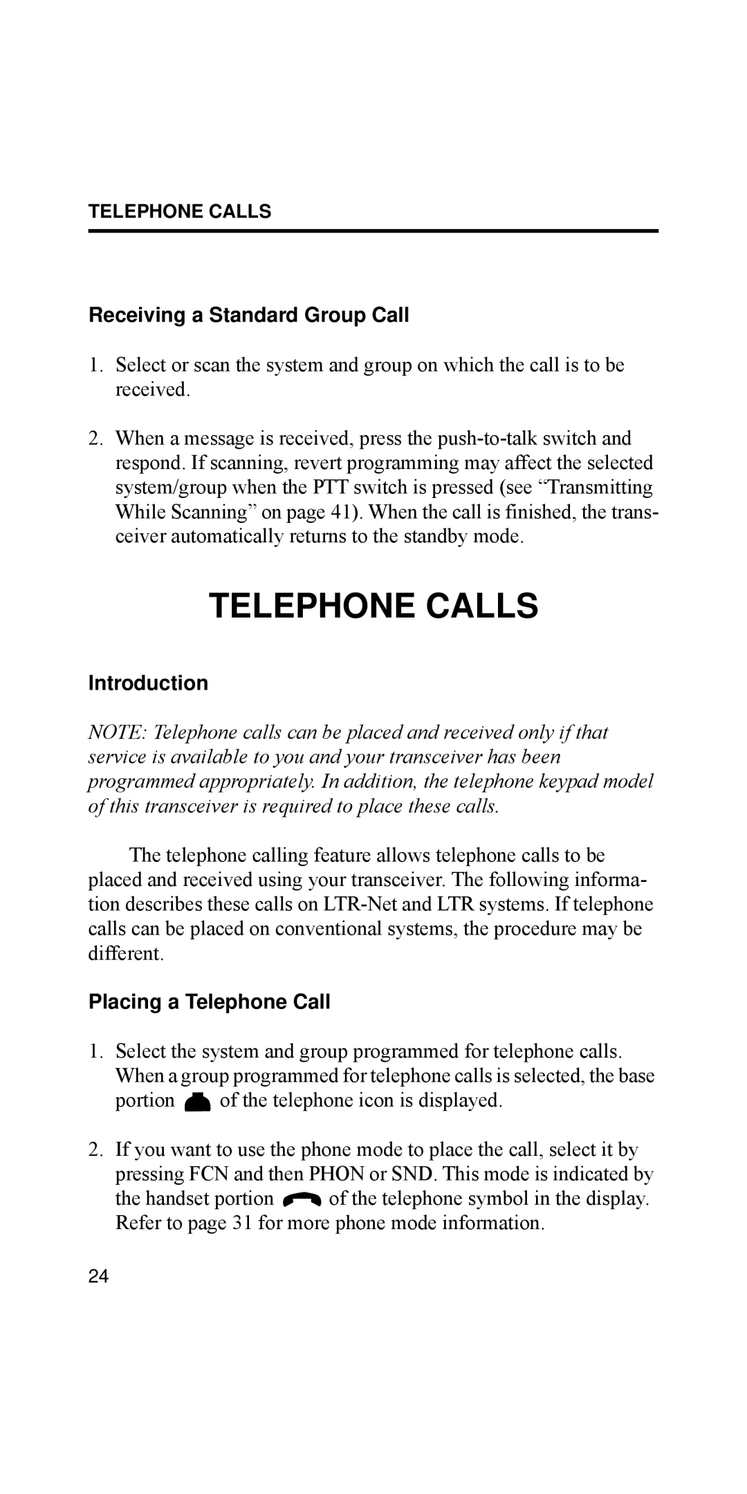 EFJohnson 8170 Series, 002-8170-001 Telephone Calls, Receiving a Standard Group Call, GLIIHUHQWï, Placing a Telephone Call 