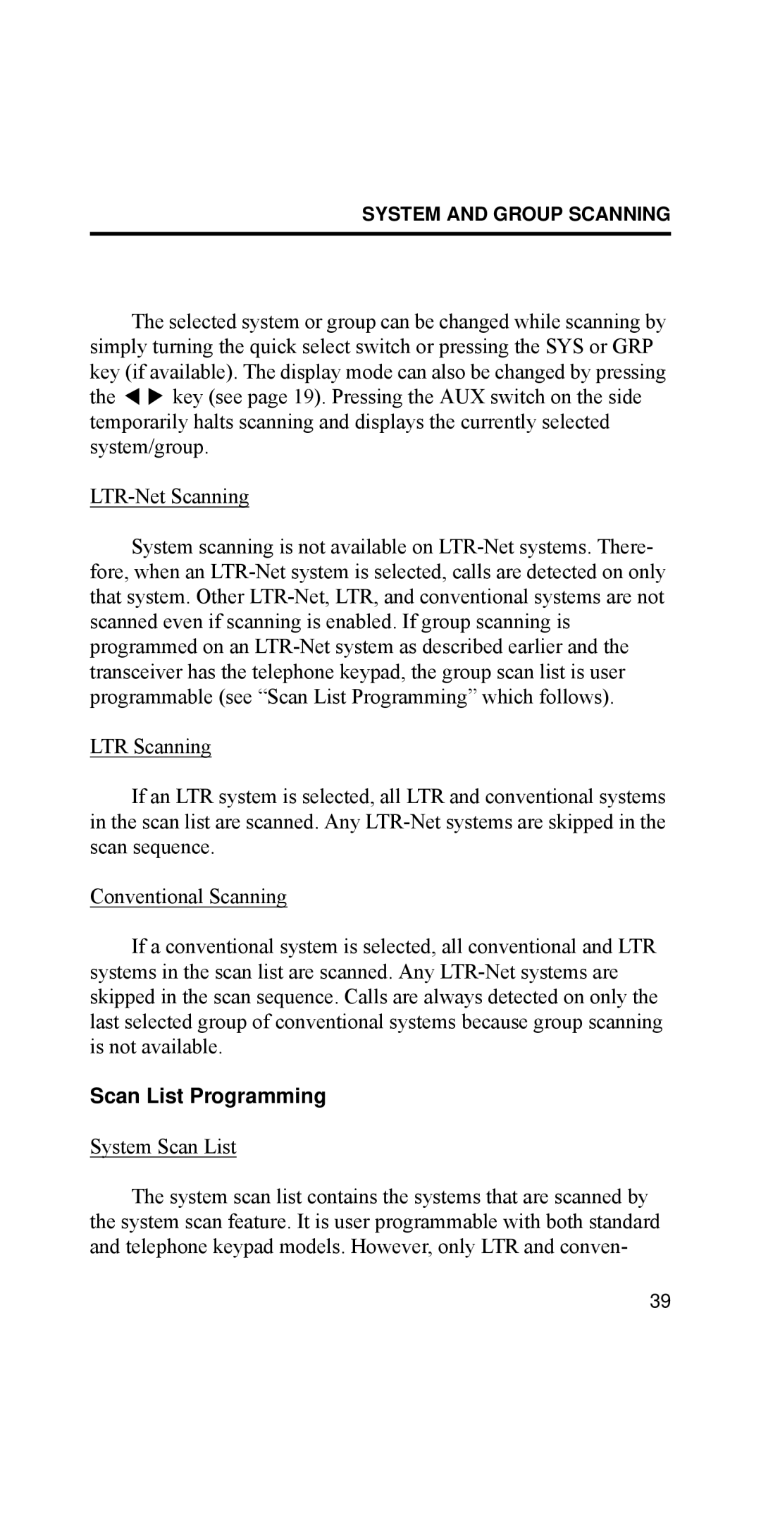 EFJohnson 002-8170-001 manual 75ð1HWý6FDQQLQJ, 75ý6FDQQLQJ, RQYHQWLRQDOý6FDQQLQJ, Scan List Programming, VWHPý6FDQý/LVW 