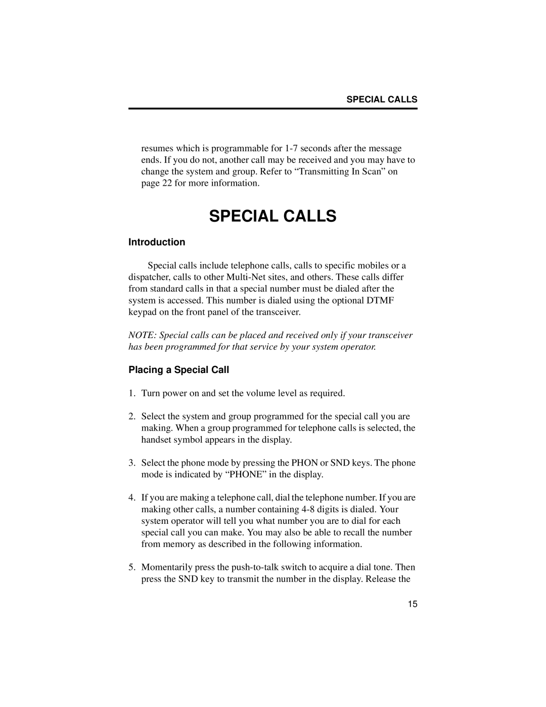 EFJohnson 8500 manual Special Calls, Placing a Special Call 