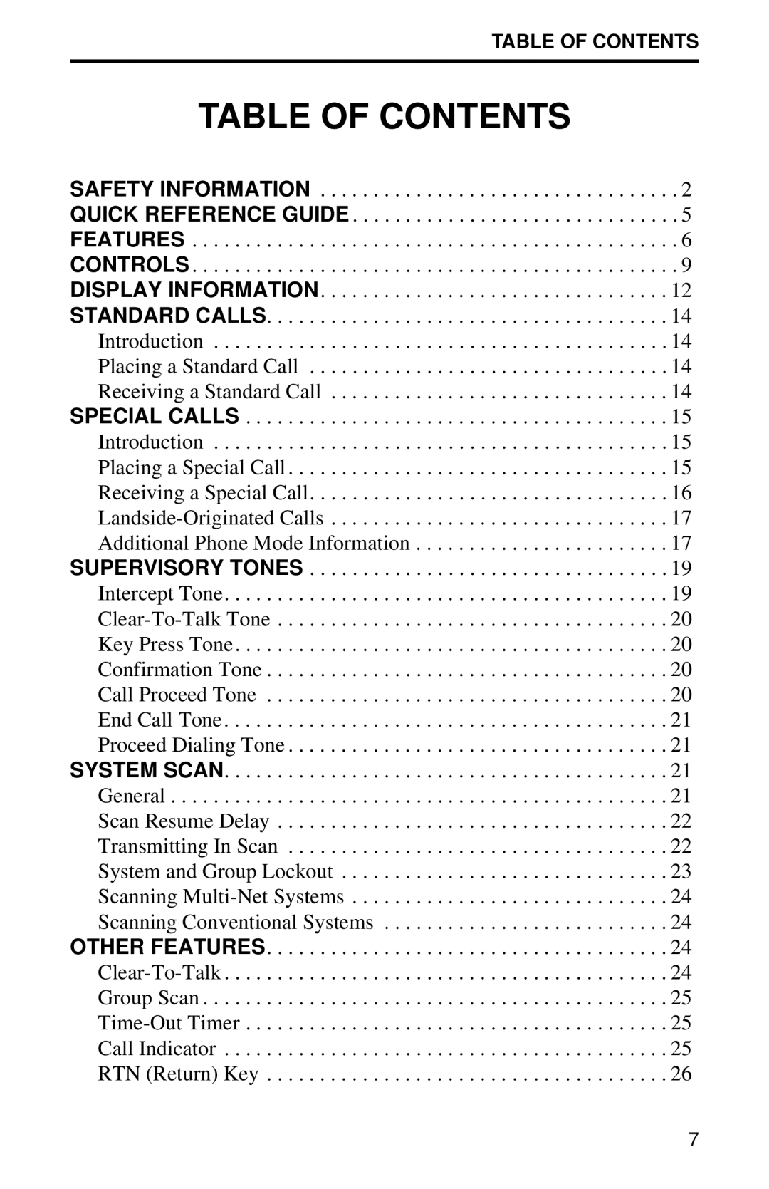 EFJohnson 8500 manual Table of Contents 