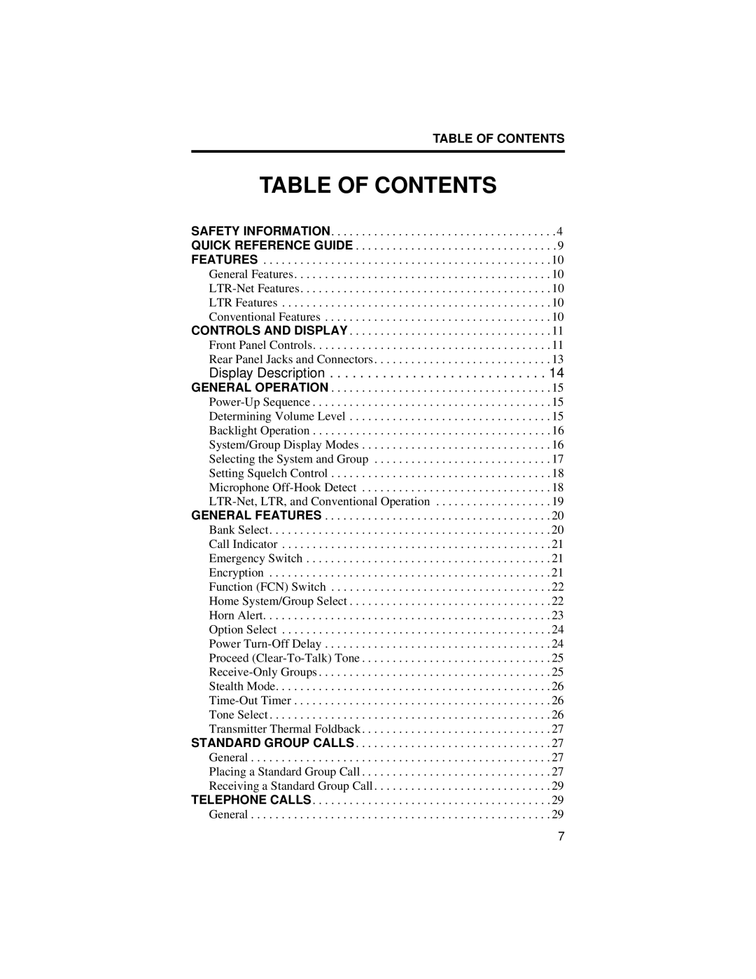 EFJohnson 98x6, 98x3, 002-9803-601 manual Table of Contents 