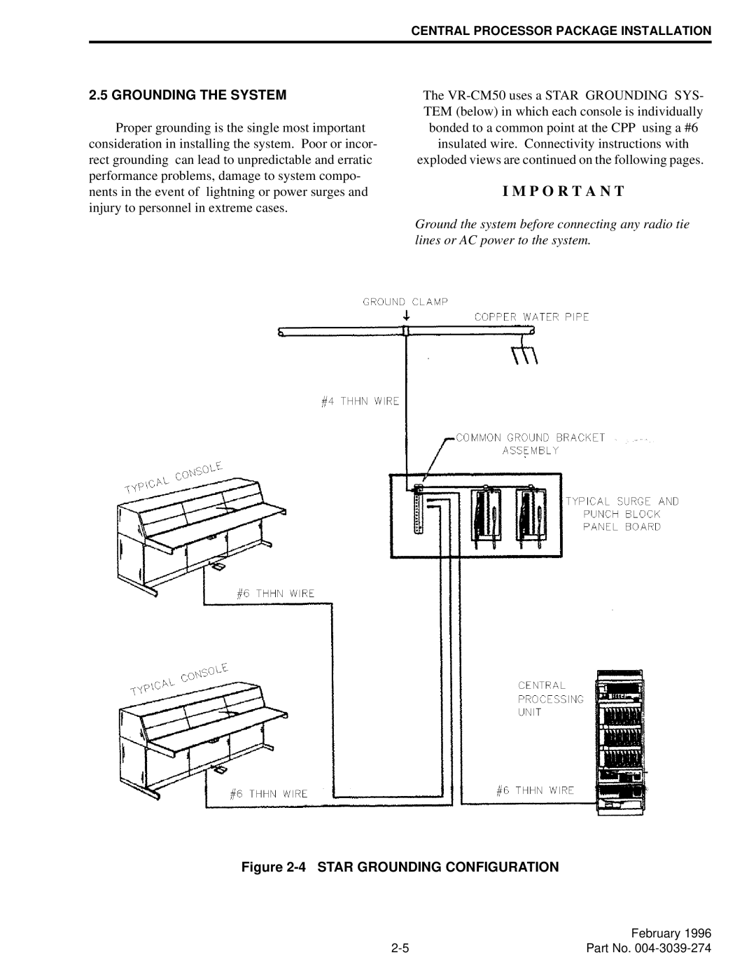 EFJohnson VR-CM50 manual Grounding the System, Star Grounding Configuration 