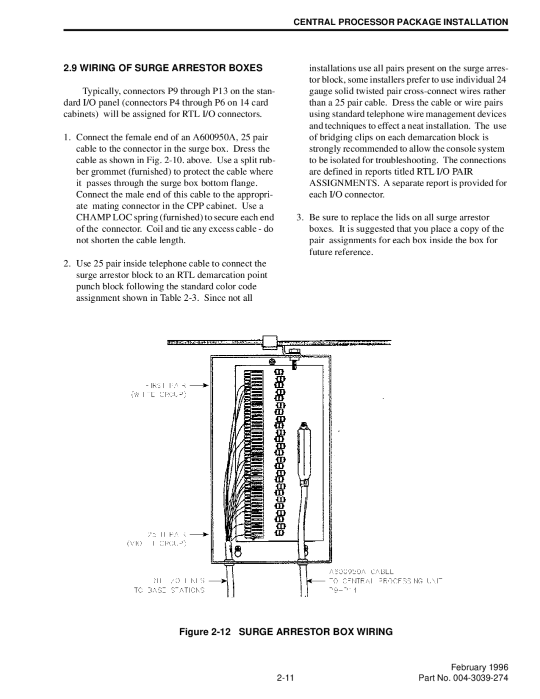 EFJohnson VR-CM50 manual Wiring of Surge Arrestor Boxes, Surge Arrestor BOX Wiring 