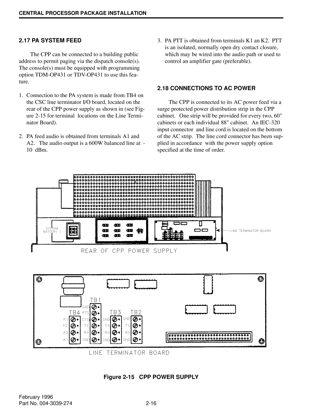 EFJohnson VR-CM50 manual PA System Feed, Connections to AC Power 