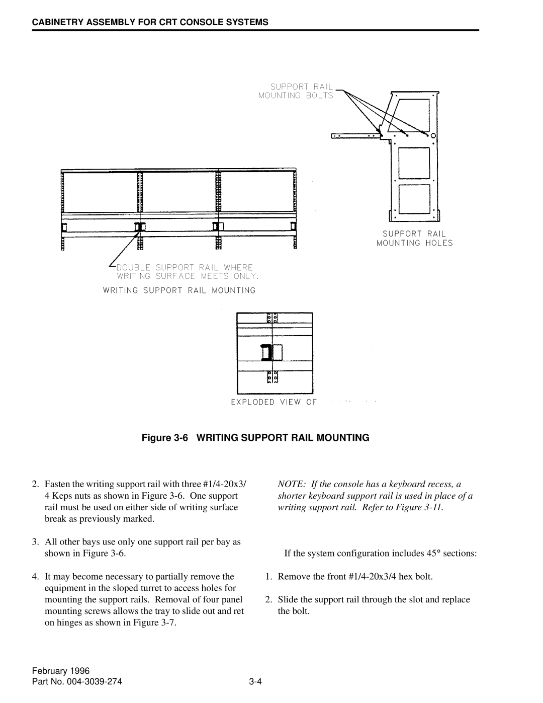 EFJohnson VR-CM50 manual Writing Support Rail Mounting 