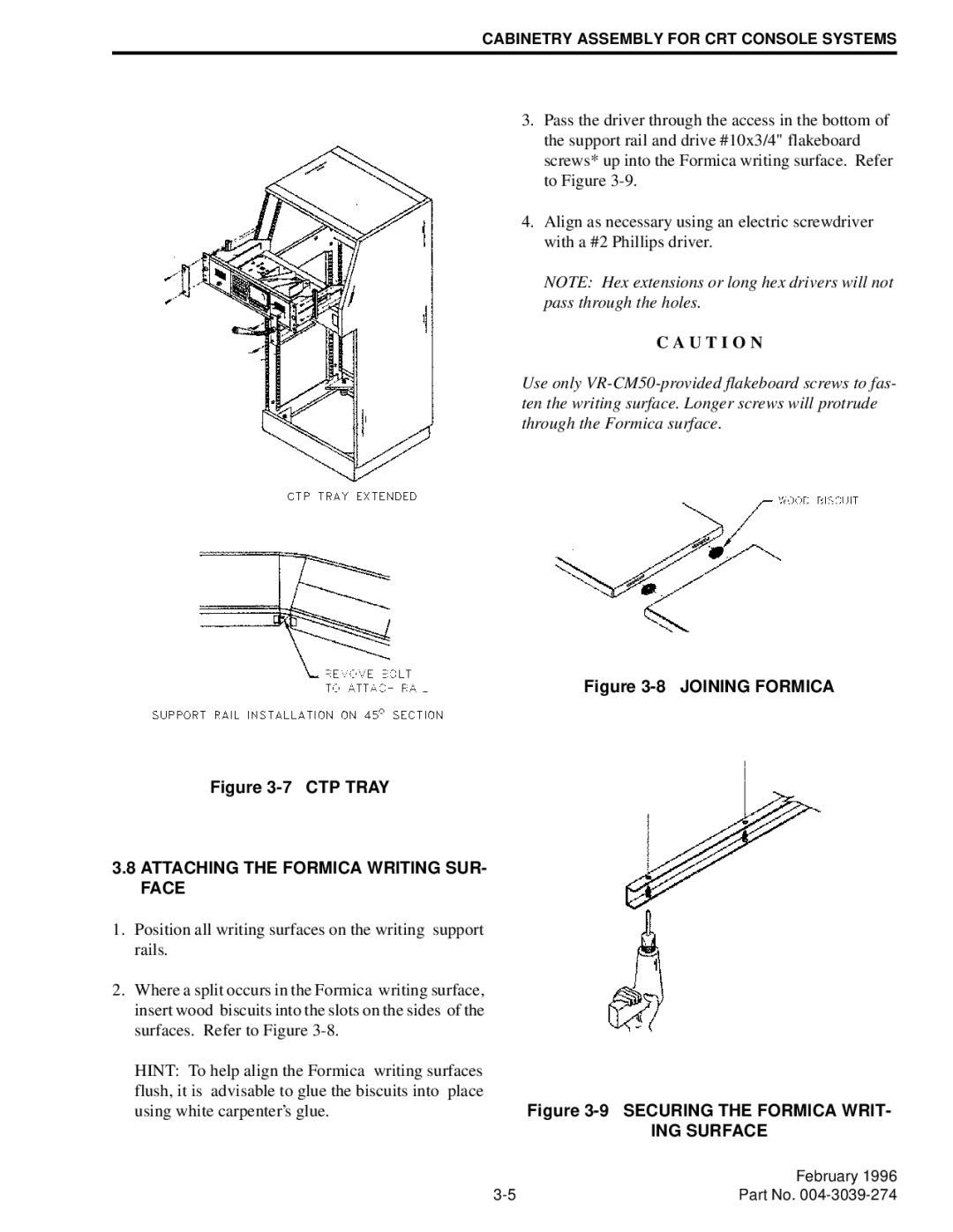 EFJohnson VR-CM50 manual Joining Formica, Attaching the Formica Writing SUR- Face 