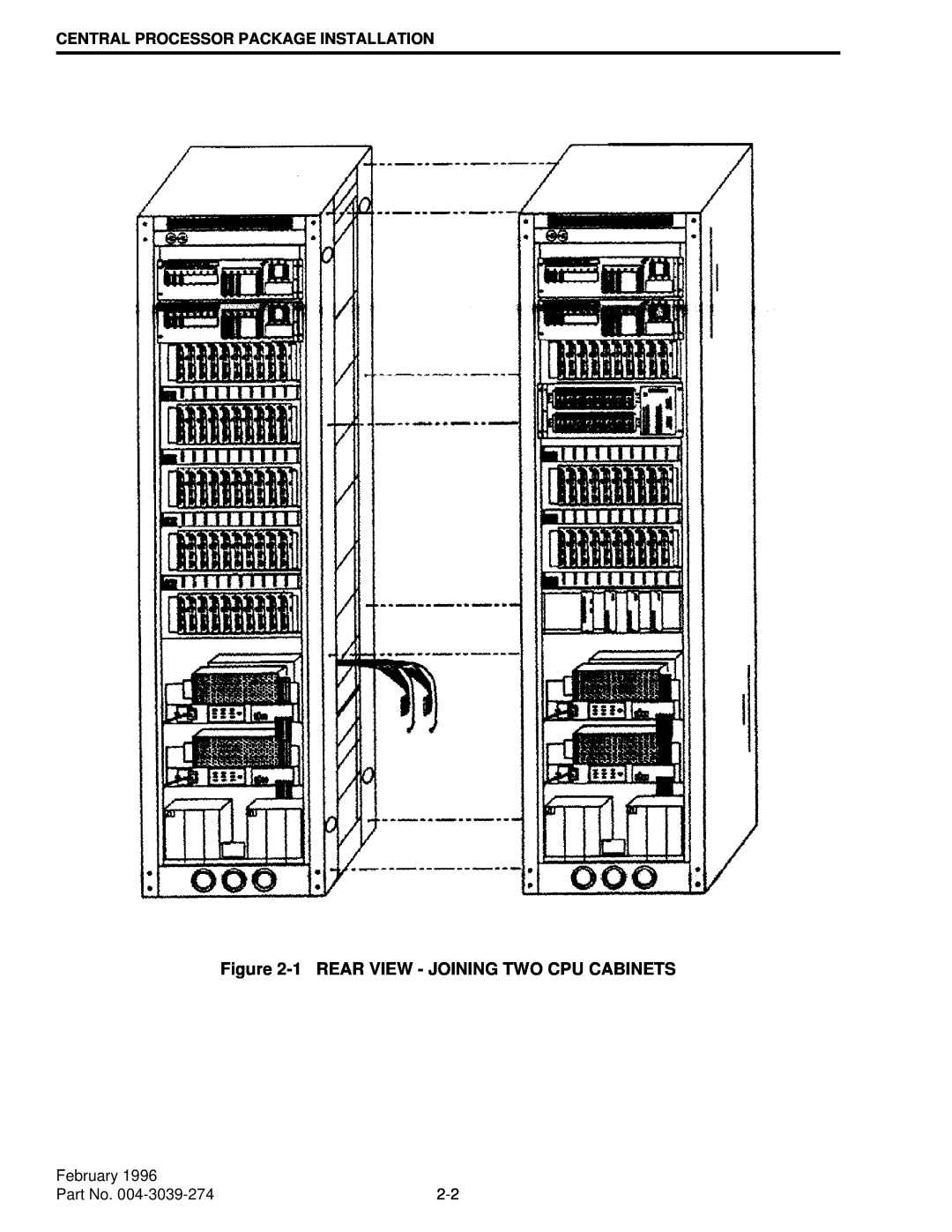 EFJohnson VR-CM50 manual 1REAR VIEW - JOINING TWO CPU CABINETS, Central Processor Package Installation, February 