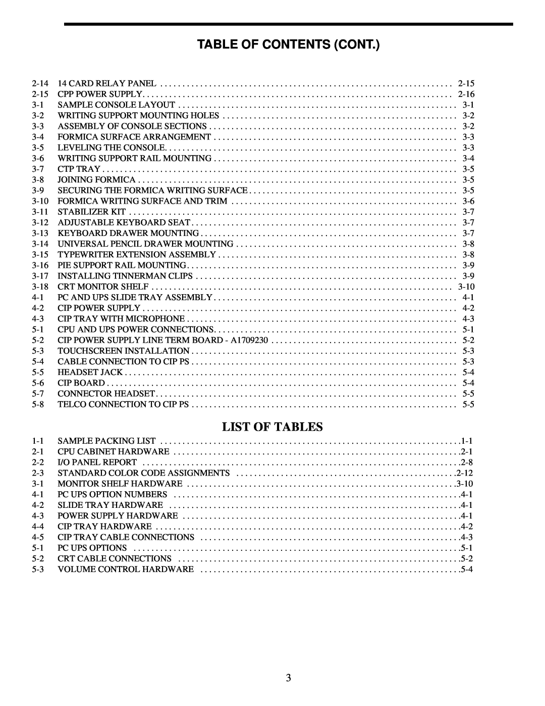 EFJohnson VR-CM50 manual List Of Tables, Table Of Contents Cont 