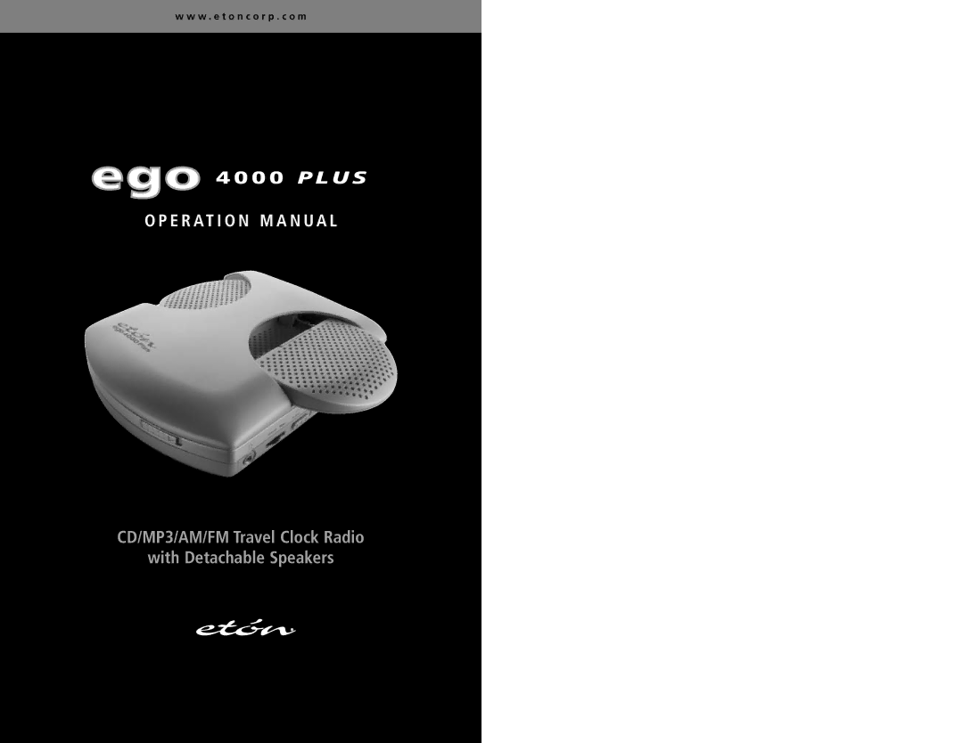 Ego Technology 4000 Plus manual E R AT I O N M a N U a L 