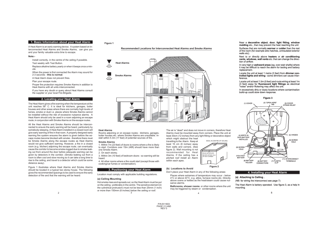 Ei Electronics EI 103C manual Basic Information about your Heat Alarm, Locating your Heat Alarm, a Ceiling Mounting 