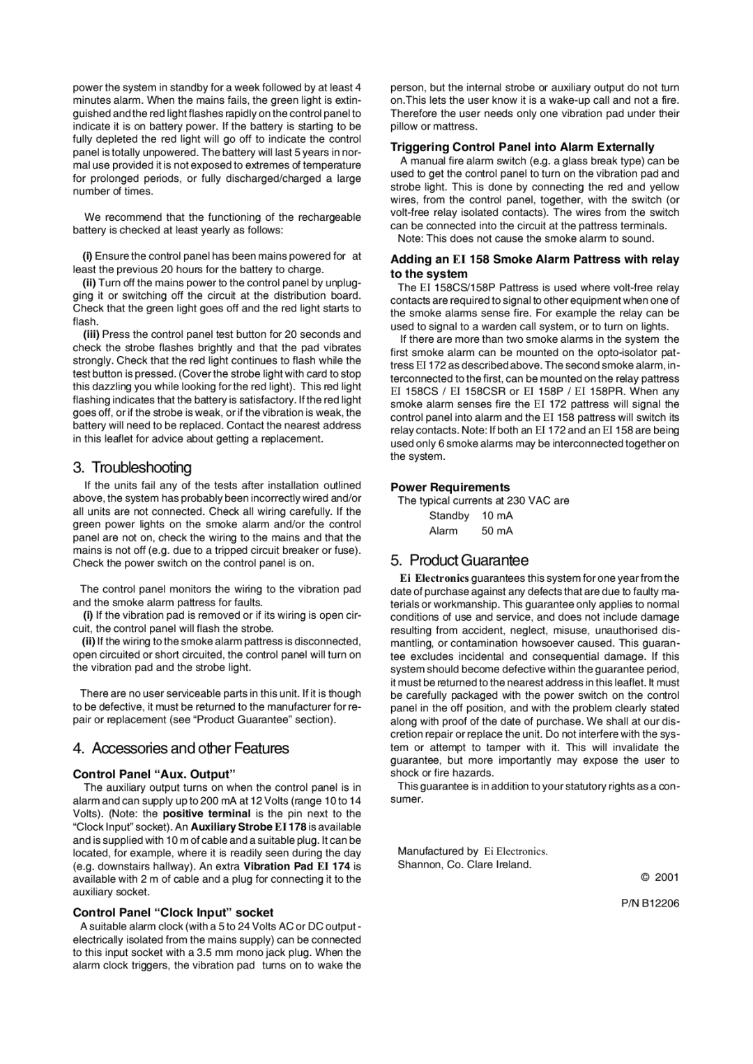 Ei Electronics EI 171, EI 170 manual Troubleshooting, Accessories and other Features, Product Guarantee 