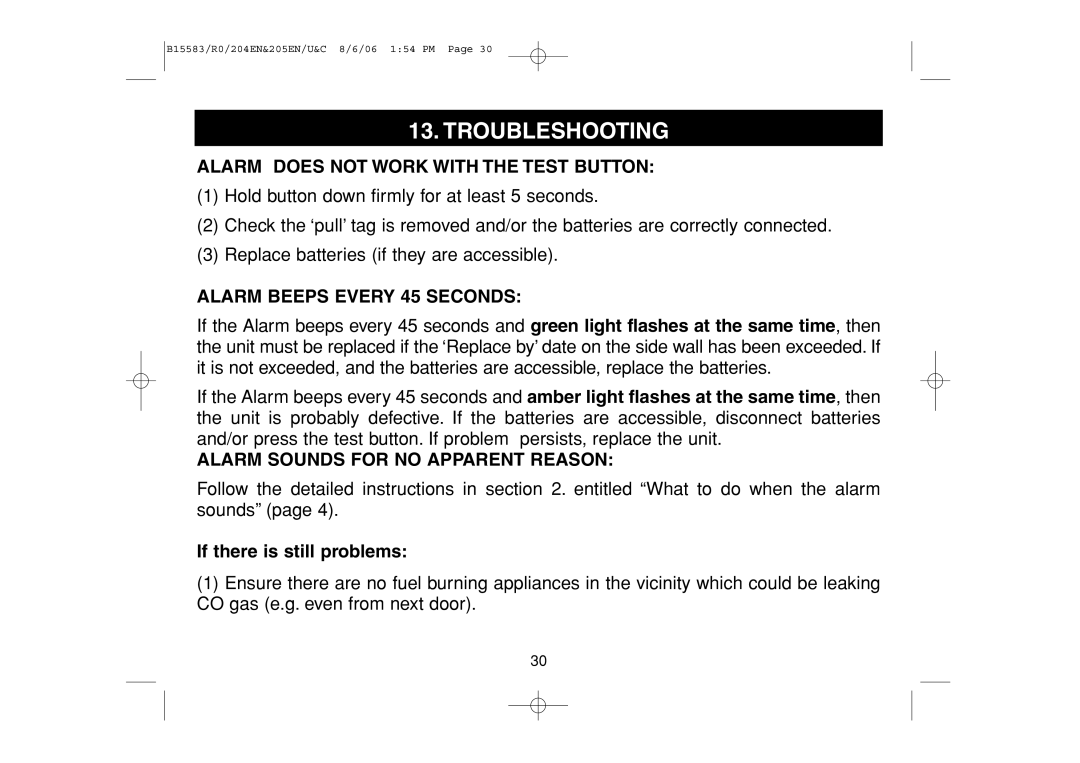 Ei Electronics Ei 205CEN, Ei 205ENA, Ei 204EN manual Troubleshooting, If there is still problems 