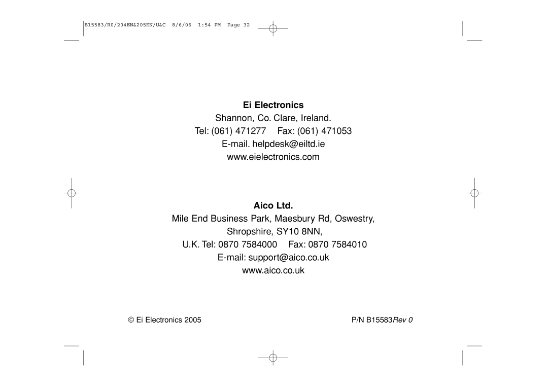 Ei Electronics Ei 205CEN, Ei 205ENA, Ei 204EN manual Ei Electronics 