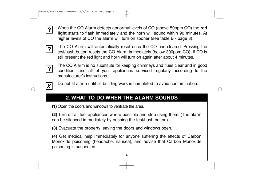 Ei Electronics Ei 205CEN, Ei 205ENA, Ei 204EN manual What to do When the Alarm Sounds 