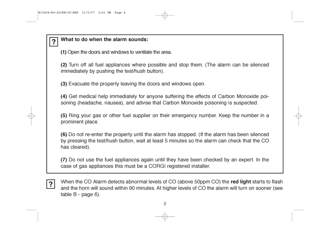 Ei Electronics Ei 261EN, Ei 261DEN manual What to do when the alarm sounds 