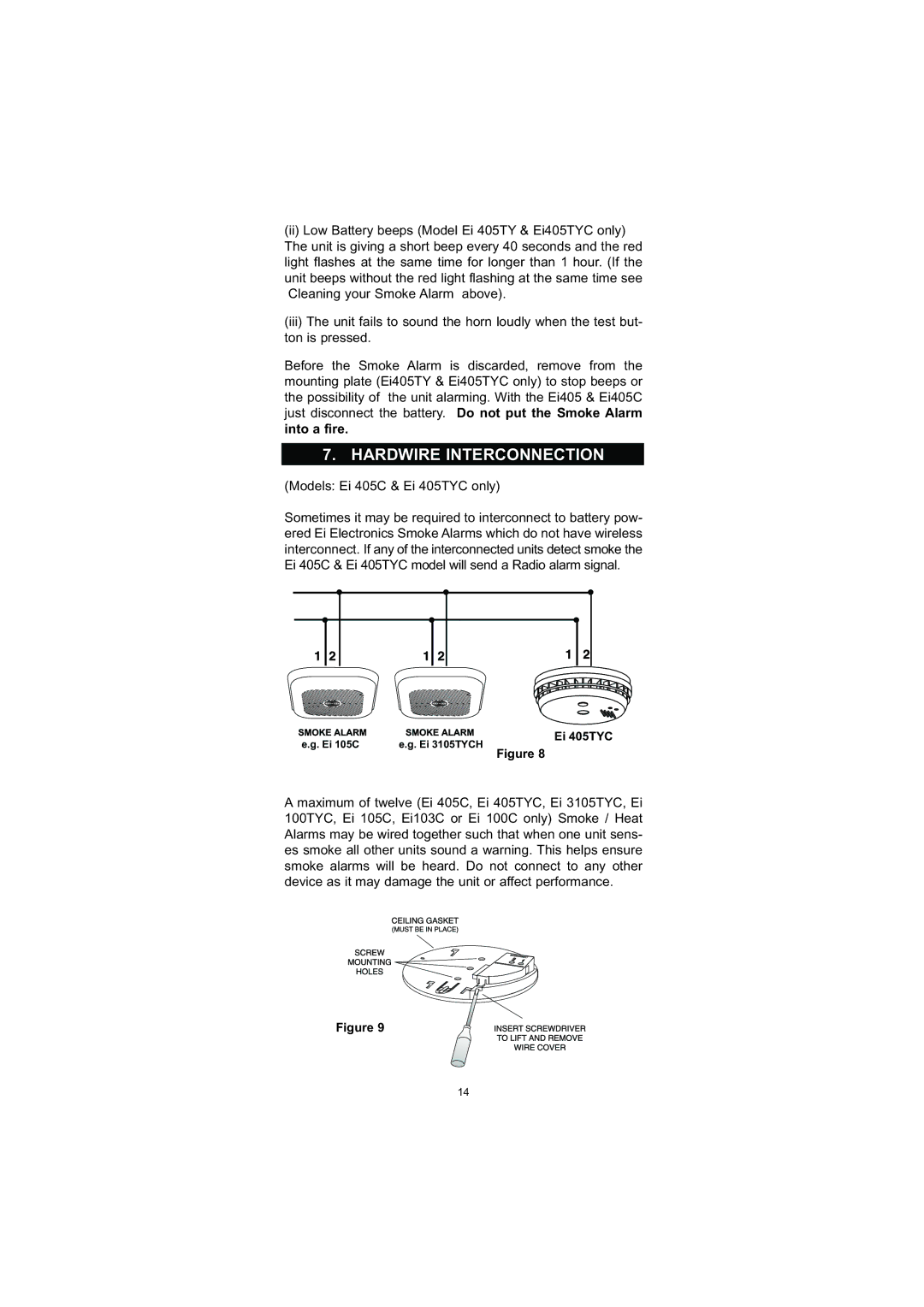 Ei Electronics Ei 405TYC, Ei 405C manual Hardwire Interconnection 