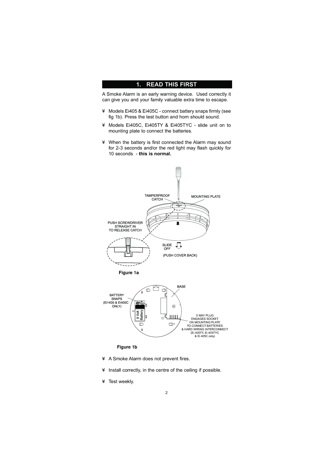 Ei Electronics Ei 405TYC, Ei 405C manual Read this First 