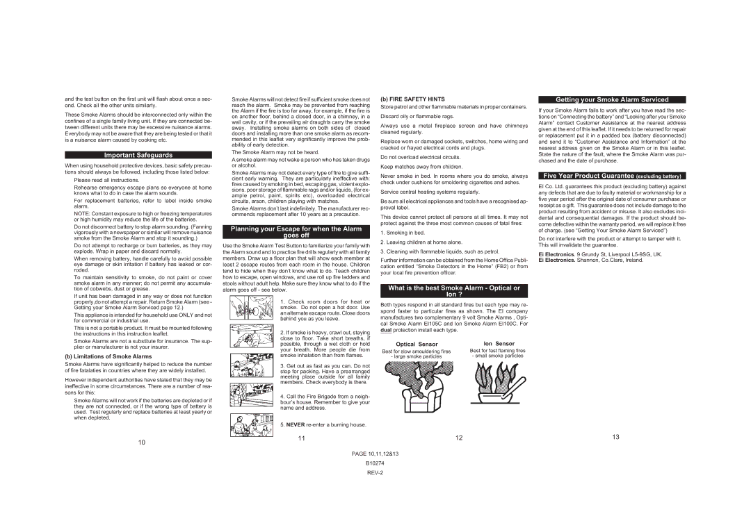 Ei Electronics EI105C manual Important Safeguards, Planning your Escape for when the Alarm Goes off 