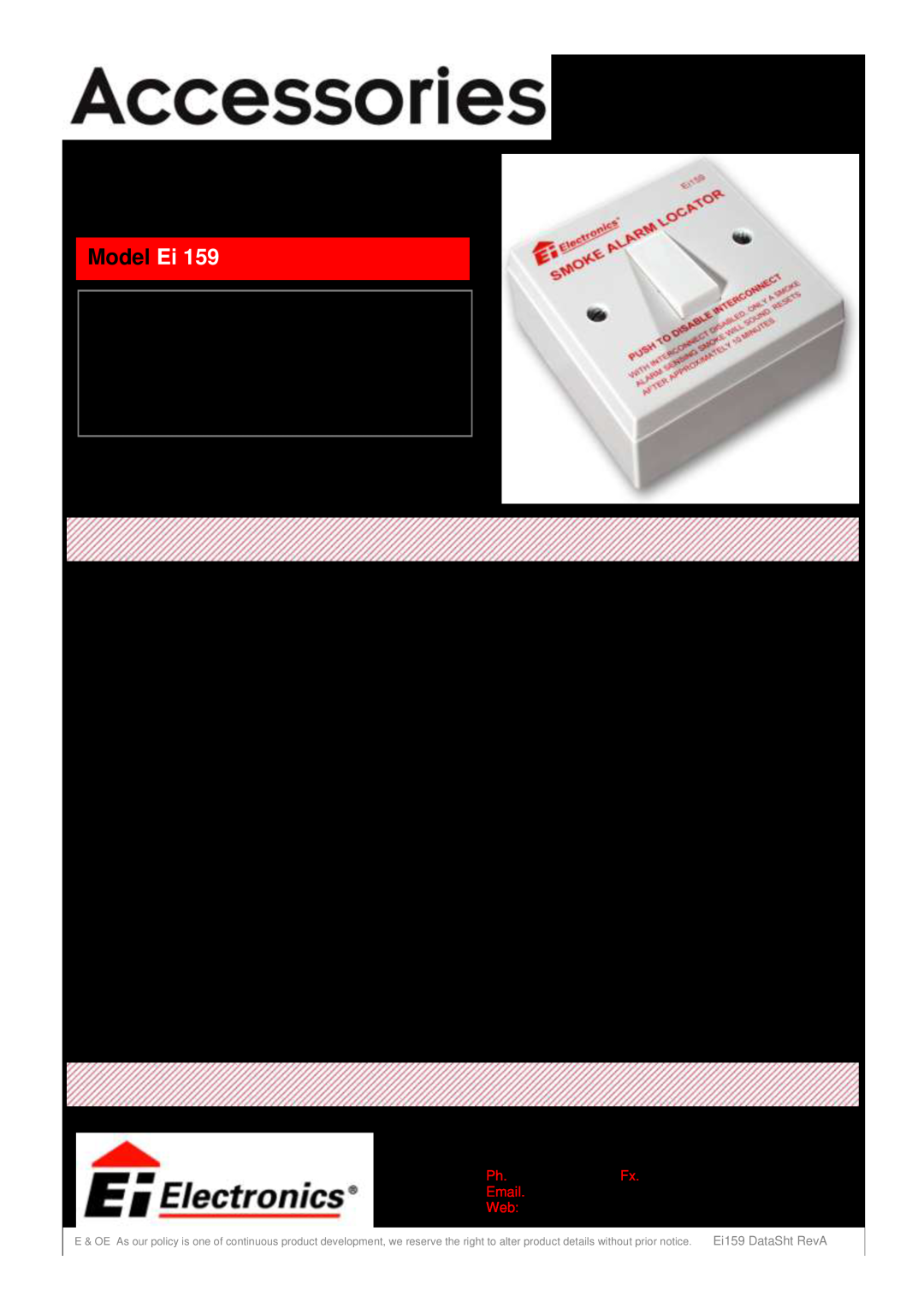 Ei Electronics EI159 manual Model Ei, Product Description, Operation, Locate Remote Control Switch 