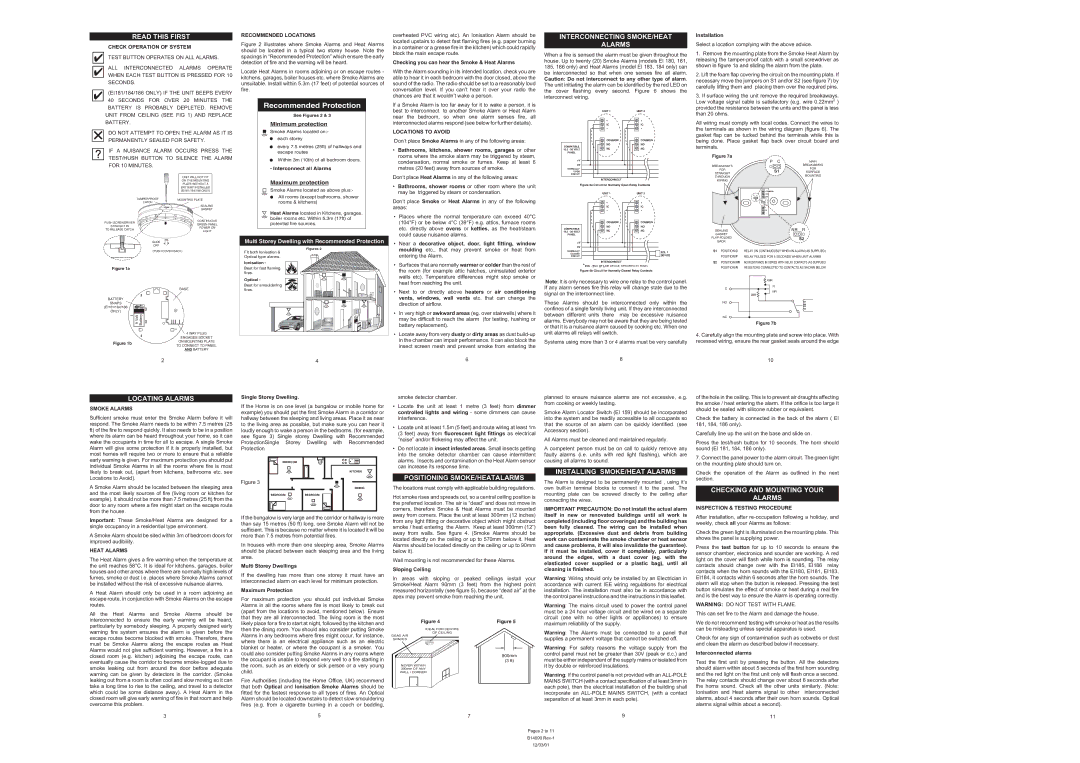 Ei Electronics Ei186 manual Read this First, Interconnecting SMOKE/HEAT Alarms, Locating Alarms 