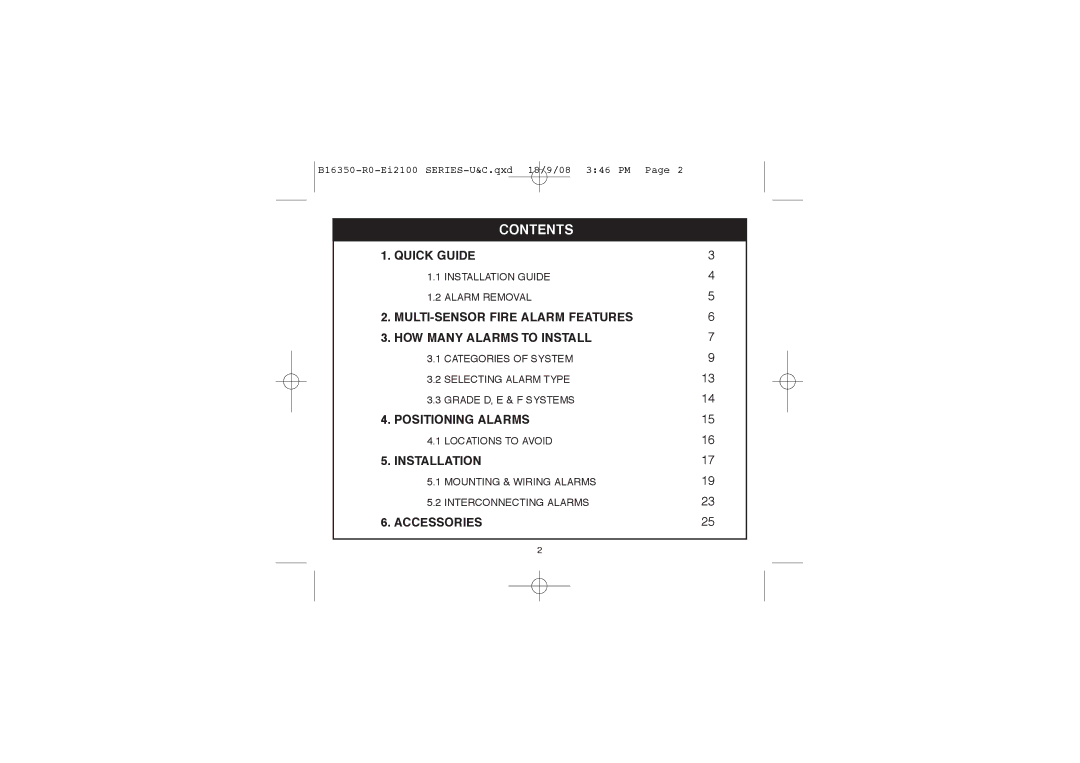 Ei Electronics Ei2110 manual Contents 