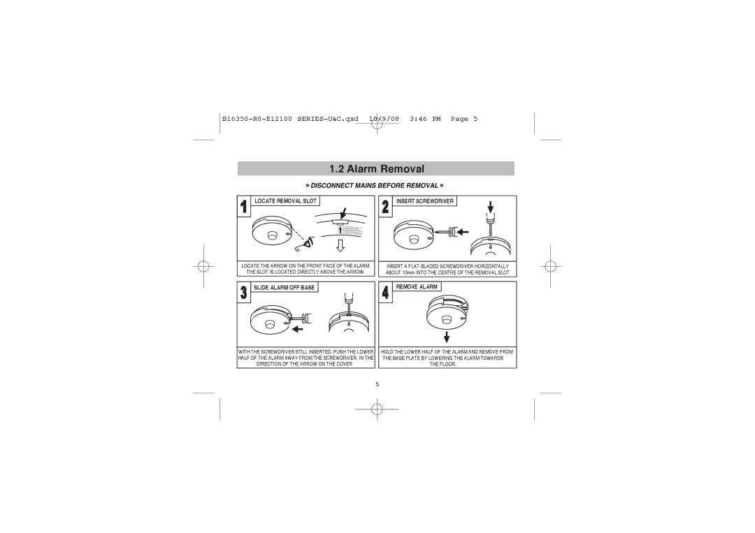 Ei Electronics Ei2110 manual Alarm Removal 