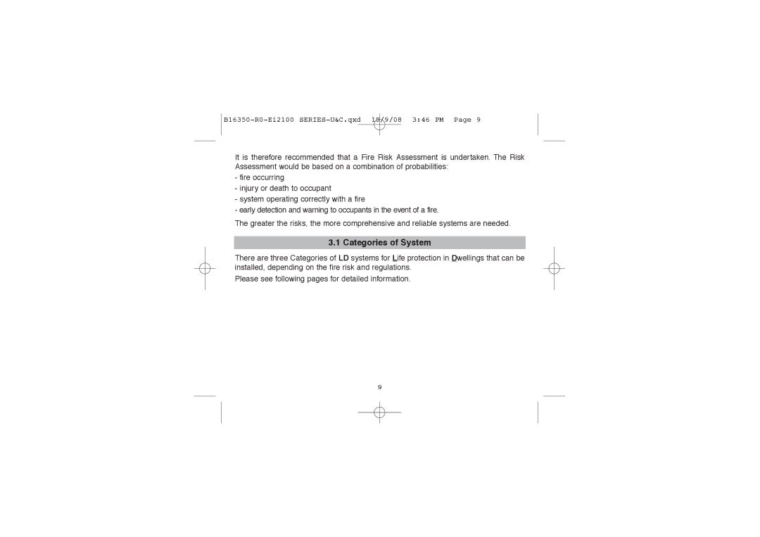 Ei Electronics Ei2110 manual Categories of System 