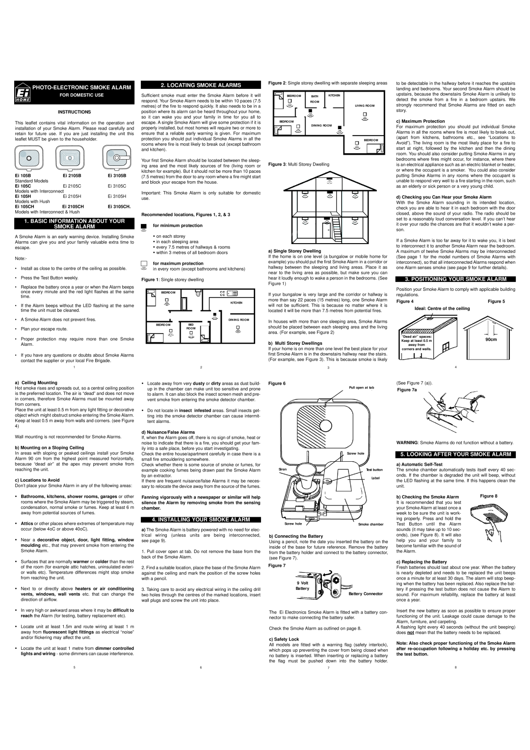 Ei Electronics Ei3105H manual Photo-Electronic Smoke Alarm, Basic Information About Your Smoke Alarm, For Domestic Use 