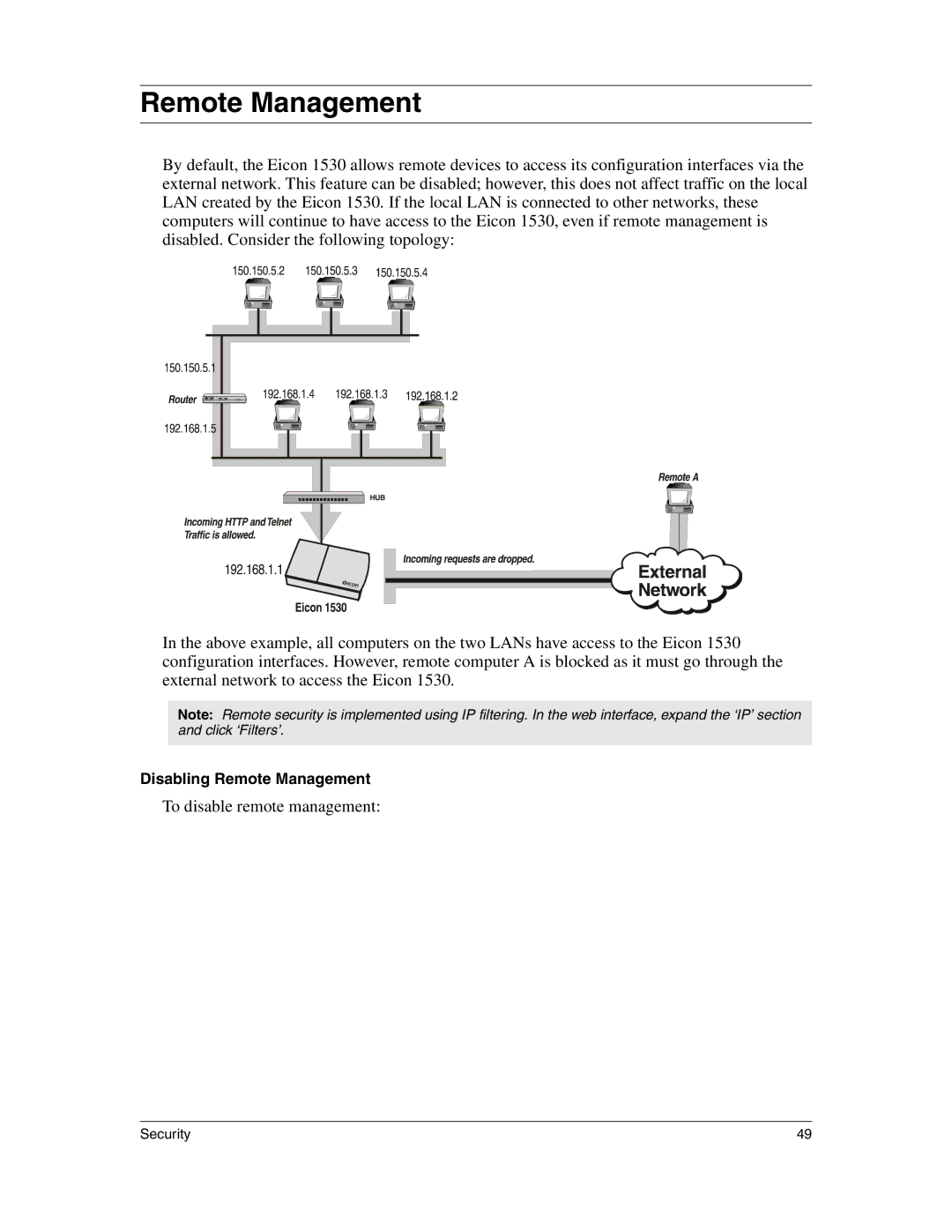 Eicon Networks 1530 manual Remote Management 