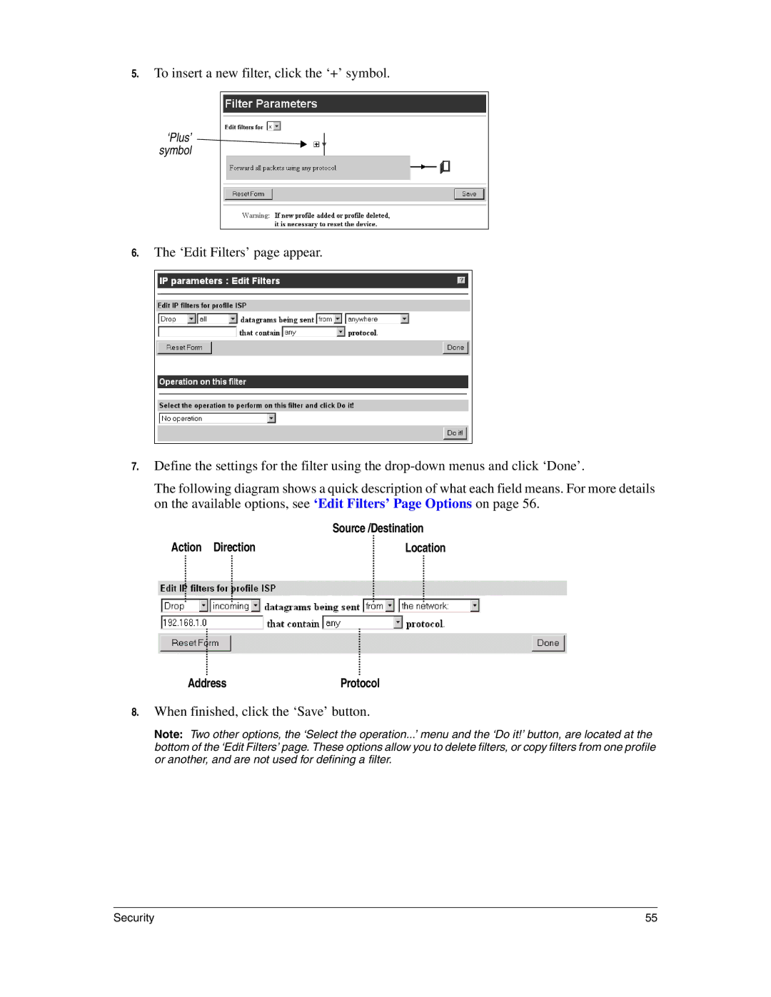 Eicon Networks 1530 manual To insert a new filter, click the ‘+’ symbol 